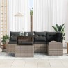Ensemble de canapé de jardin avec coussin 6 pcs Gris Poly rotin 566626566626