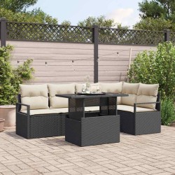 Ensemble de canapé de jardin 6 pcs Noir Poly rotin 566627566627