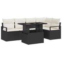 Ensemble de canapé de jardin 6 pcs Noir Poly rotin 566627566627