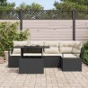 Ensemble de canapé de jardin 6 pcs Noir Poly rotin 566627566627