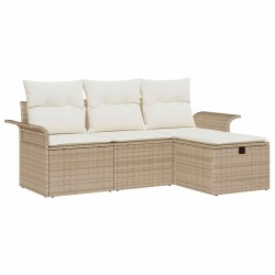 Ensemble de canapé de jardin 4 pcs Beige et crème polyrotin 566628566628