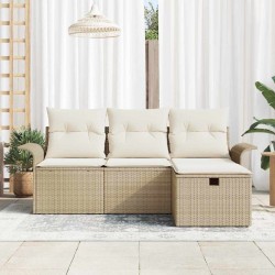 Ensemble de canapé de jardin 4 pcs Beige et crème polyrotin 566628566628