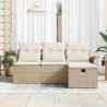 Ensemble de canapé de jardin 4 pcs Beige et crème polyrotin 566628566628