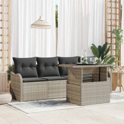 Ensemble de canapé de jardin 5 pcs Gris clair Poly Rattan 566629566629