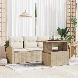 Ensemble de canapé de jardin 5 pcs Beige Poly rotin 566631566631