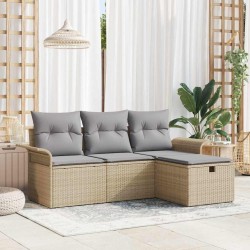 Ensemble de canapé de jardin 4 pcs Beige et Gris clair 566632566632