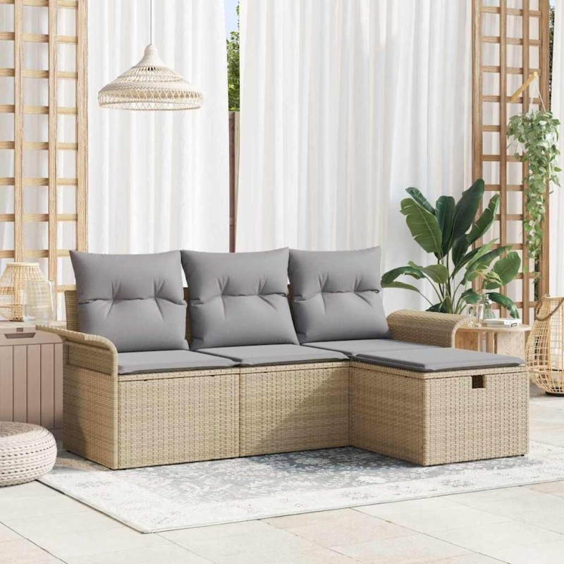 Ensemble de canapé de jardin 4 pcs Beige et Gris clair 566632566632