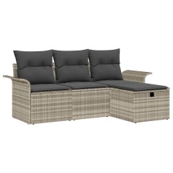 Ensemble de canapé de jardin 4 pcs Gris clair Poly rotin 566633566633
