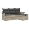 Ensemble de canapé de jardin 4 pcs Gris clair Poly rotin 566633566633
