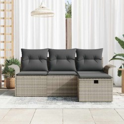 Ensemble de canapé de jardin 4 pcs Gris clair Poly rotin 566633566633