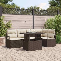 Ensemble de canapé de jardin 6 pcs Marron Poly rotin 566634566634