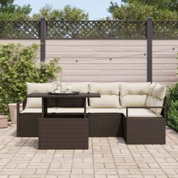 Ensemble de canapé de jardin 6 pcs Marron Poly rotin 566634566634