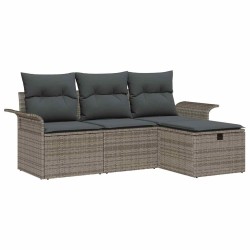 Ensemble de canapé de jardin avec coussin 4 pcs Gris polyrotin 566635566635