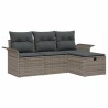 Ensemble de canapé de jardin avec coussin 4 pcs Gris polyrotin 566635566635