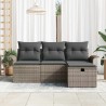 Ensemble de canapé de jardin avec coussin 4 pcs Gris polyrotin 566635566635