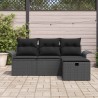 Ensemble de canapé de jardin avec coussin 4 pcs Noir polyrotin 566636566636