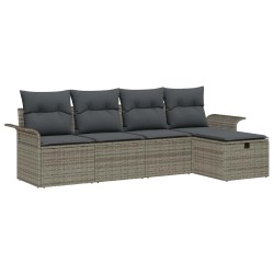 Ensemble de canapé de jardin avec coussin 5 pcs Gris polyrotin 566638566638