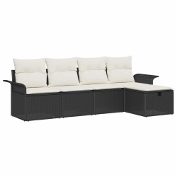 Ensemble de canapé de jardin 5 pcs Noir et Crème polyrotin 566639566639