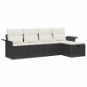 Ensemble de canapé de jardin 5 pcs Noir et Crème polyrotin 566639566639