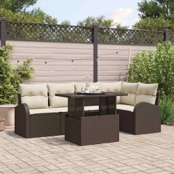 Ensemble de canapé de jardin 6 pcs Marron Poly rotin 566640566640