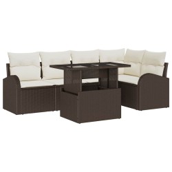 Ensemble de canapé de jardin 6 pcs Marron Poly rotin 566640566640