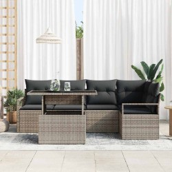 Ensemble de canapé de jardin avec coussin 6 pcs Gris Poly rotin 566643566643