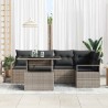 Ensemble de canapé de jardin avec coussin 6 pcs Gris Poly rotin 566643566643