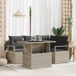 Ensemble de canapé de jardin 5 pcs Gris clair Poly rotin 566644566644