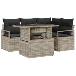 Ensemble de canapé de jardin 5 pcs Gris clair Poly rotin 566644566644