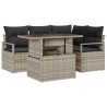 Ensemble de canapé de jardin 5 pcs Gris clair Poly rotin 566644566644
