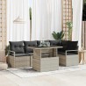 Ensemble de canapé de jardin 6 pcs Gris clair Poly rotin 566645566645