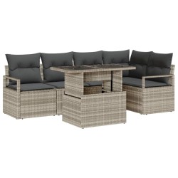 Ensemble de canapé de jardin 6 pcs Gris clair Poly rotin 566645566645