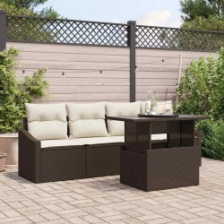 Ensemble de canapé de jardin 5 pcs Marron Poly rotin 566646566646
