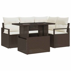 Ensemble de canapé de jardin 5 pcs Marron Poly rotin 566649566649