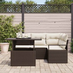 Ensemble de canapé de jardin 5 pcs Marron Poly rotin 566649566649