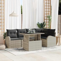 Ensemble de canapé de jardin 6 pcs Gris clair Poly rotin 566651566651