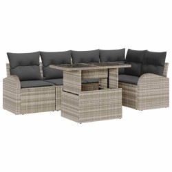 Ensemble de canapé de jardin 6 pcs Gris clair Poly rotin 566651566651