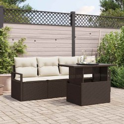 Ensemble de canapé de jardin 5 pcs Marron Poly rotin 566653566653