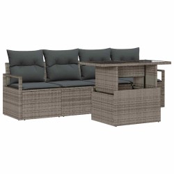 Ensemble de canapé de jardin 5 pcs Gris Poly rotin 566654566654