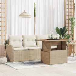 Ensemble de canapé de jardin 5 pcs Beige polyrotin 566655566655