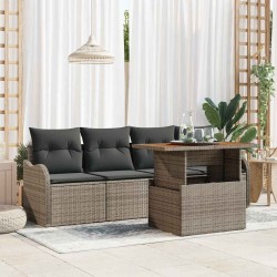 Ensemble de canapé de jardin avec stockage 5 pcs Gris polyrotin 566656566656