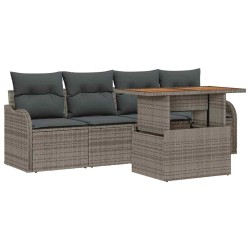 Ensemble de canapé de jardin avec stockage 5 pcs Gris polyrotin 566656566656