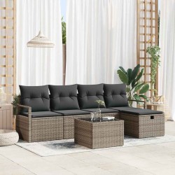 Ensemble de Canapés avec coussin 6 pcs Gris polyrotin 566657566657