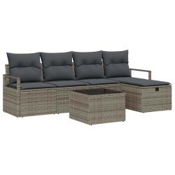 Ensemble de Canapés avec coussin 6 pcs Gris polyrotin 566657566657