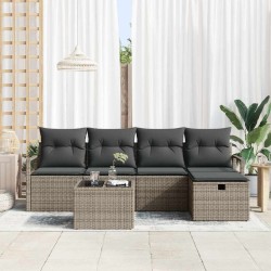 Ensemble de Canapés avec coussin 6 pcs Gris polyrotin 566657566657
