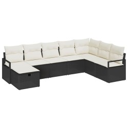 Ensemble de Canapés avec coussin 8 pcs Noir et Crème polyrotin 566658566658