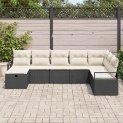 Ensemble de Canapés avec coussin 8 pcs Noir et Crème polyrotin 566658566658