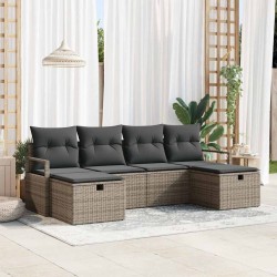 Ensemble de Canapés avec coussin 6 pcs Gris polyrotin 566659566659