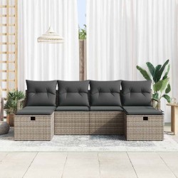 Ensemble de Canapés avec coussin 6 pcs Gris polyrotin 566659566659
