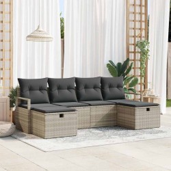 Ensemble de Canapés avec coussin 6 pcs Gris clair polyrotin 566660566660